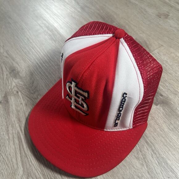 Vintage St Louis Cardinals Hat Snapback MLB AJD Stripe Red Trucker Cap USA Made - Picture 8 of 8